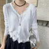 Cardigã Protetor Solar Xale Externo Estilo Coreano Elegante Verão Novo Doce Gola V Suéter de Renda Camisa de Ar Condicionado