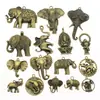 100 g/bolsa Accesorios para joyería DIY Accesorios de aleación de zinc Bronce antiguo Mezcla aleatoria Accesorios de elefante