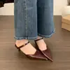 Zapatos de tacón alto de punta fina, elegantes mules cerrados para usar al aire libre, con hebilla metálica y una sola tira, zapatos de vestir de estilo francés