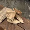 Botas western femininas Chuyuji retrô com cadarço e color blocking, novas para outono e inverno 2026, bico fino afinador, botas curtas para mulheres