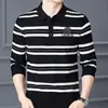 Camisa Polo para Hombre 2026 Primavera y Otoño Nueva Tendencia Rayas Manga Larga Fresca Casual de Negocios Versátil Camiseta para Hombre