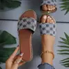 Sandalias de tela bordadas planas sin cordones para mujer, de comercio exterior europeo y americano, sandalias de playa ligeras para uso en exteriores