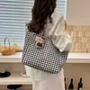Bolso Tote de Cuadros Nuevo 2026 para Mujer, Bolso de Hombro de Gran Capacidad, Bolso de Lona Lindo de Dibujos Animados Estilo Coreano, Bolso de Mano