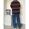 Jeans de Perna Reta com Vários Bolsos de Rua Estilo Americano para Homens Soltos Vintage Antigo Vestuário de Trabalho Casual Calças de Perna Larga