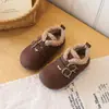 Zapatos de Algodón para Niñas Invierno Más Terciopelo Zapatos Birkenstock Infantiles Zapatos Retro para Niños con Doble Hebilla Peludos Zapatos Cálidos Simples de Moda