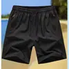 Pantalones Cortos Deportivos de Verano Finos para Hombre, Pantalones de Cinco Puntos Elásticos de Seda Helada de Secado Rápido, Pantalones Cortos Casuales Sueltos para Playa con Bolsillos con Cremallera