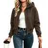 2026 Estación Independiente Deseo Amazon TUME Otoño/Invierno Color Sólido Manga Larga Con Capucha Cierre Cremallera Chaqueta Abrigo Ropa de Mujer