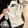 Camisa Polo de Manga Corta de Seda Helada de Color Contrastante para Mujer, Nuevo Estilo Chic Francés, Elegante y a la Moda, Adelgazante, Cubre Imperfecciones, Camiseta