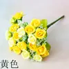 Atacado do fabricante rosa de diamante de 21 cabeças, pequena rosa em cor de mola de 7 pétalas, pequeno botão de rosa, flor artificial, flor artificial de plástico