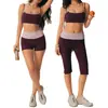 Pantalones de yoga de lunares transfronterizos de cintura alta, conjunto de dos piezas con sujetador sexy de cuello halter, atuendo para correr y fitness, conjunto de pantalones atléticos ajustados