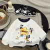 Camiseta Infantil de Manga Longa 2026 Cor de Outono Color Blocking Desenho Animado Camiseta Básica para Meninos e Meninas, Camiseta de Gola Redonda para Bebê Menino