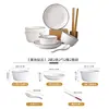 Estilo Escandinavo Casual Linha Preta Conjunto de Louça de Cerâmica para 2-10 Pessoas Pratos Criativos para Casa Tigelas e Hashis Conjunto de Talheres Presente