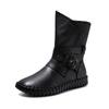 Botas de cuero hechas a mano con cremallera lateral, últimas botas de invierno 2020, botas planas de talla grande para mujer, botas Martin, zapatos de algodón para mujer