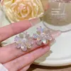 Pendientes de Moda de Flor con Aguja de Plata 925, Estilo de Lujo Ligero Versátil de Nicho Francés, Pendientes de Camelia con Diseño Elegante