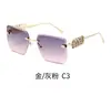Gafas de sol 2026 con cambio de color, Lujo de alta gama, Adornadas con pedrería, Sin montura, Borde cortado con letras, Gafas de sol de alta gama de moda para mujer, Transfronterizo