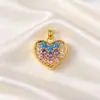 Colgantes de Cobre Chapado en Oro de 18 Quilates con Forma de Corazón en Varios Estilos, Artesanía de Microincrustación, Estilo Fresco y Dulce, Suministro de Accesorios para Joyería DIY