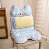 Almofada de assento de desenho animado com encosto integrado para sentar por longos períodos no escritório, almofada de assento que protege a cintura para estudantes de dormitório, almofada de cadeira para meninas