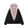 Marca de Moda Nacional Camuflado Quente Forrado com Fleece Inverno Novo Foto Real Retrô Americano Garota Popular Com Capuz Dupla Face Algodão Casaco Jaqueta