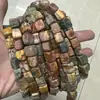 Contas Retangulares Irregulares Naturais Pedra Picasso Nuwa Importada Fio Vermelho Contas Soltas Contas Coroa de Fênix Acessórios para Joias DIY