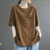 Camiseta de Manga Corta para Mujer 2024 Nueva Moda de Verano Versátil Holgada Adelgazante Rejuvenecedora Talla Grande Top Camiseta