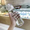 Taza de agua deportiva de gran capacidad, taza de plástico para exteriores, tapa elástica con compartimento para té, para llevar, simple, estilo Mori fresco, para estudiantes