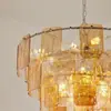 Lustre para Sala de Estar Estilo Francês Arte de Murano Lustre para Sala de Jantar Principal Quarto Lustre Vintage Criativo Atmosférico Lustre de Vidro Âmbar