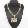 Corona KING de aleación de zinc ecológica collar cubano incrustado con diamantes collar con colgante hipster hip hop fábrica en stock