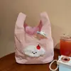 Lindo Bolso Bordado de Cachorro para Mujer, Bolso Tote Pequeño Portátil Rosa y Azul para Viajes Diarios, Bolso de Dibujos Animados Femenino