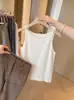 Camisola de punto sin mangas blanca para mujer, ropa casual de verano, simple y versátil, top que estiliza y favorece