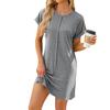 Vestido suelto de manga corta de color liso con cuello redondo para mujer, primavera y verano 2024, estación independiente de comercio exterior transfronterizo europeo y americano de Amazon