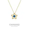 Colar Romântico Estrela Radiante, Design de Nicho de Luxo Leve, Corrente para Clavícula com Diamantes Azuis Incrustados, Acessório de Luxo Banhado a Ouro Genuíno, Presente para Mulheres