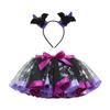 Vestido de Bruja Rojo Infantil para Halloween 2026 con Diadema, Falda Tutú en Forma de Corazón con Cuernos, Conjunto de Dos Piezas de Falda Corta Infantil