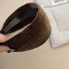 Retro High-grade Texture Pit Edge Headband Simple All-match Sporty Wide Edge Headwear Faixa de cabeça alargada Grampos de cabelo