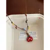 Collar de Cuerda Trenzada con Borla de Manzana Colorida de Dibujos Animados de Dopamina para Mujer, Cadena Larga para Suéter con Cuello Halter, Accesorios Lindos de Nicho