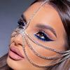 Moda Transfronteriza Cadena Facial de Capas para Mujer Joyería de Máscara Accesorios Decorativos Cadena Brillante para el Cabello Pieza de Perforación de Agua Joyería de Cadena
