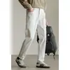 [Promoção] Jeans de Sarja Americano Retrô Esticável, Cor Sólida, Corte Reto, Comprimento Cropped, Masculino, Estilo para Todas as Estações