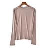 Blusa feminina de seda dupla face, malha de seda amoreira, gola redonda, manga comprida, blusa feminina de manga comprida, atacado