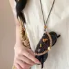 Bolsa de Llaves Larga de Cuero con Colgante para Llavero Collar con Marca de Cuero Llavero para Gafas Accesorios de Moda