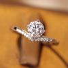 Anel de Cobre High-End com Seis Garras e Diamante Simulado para Mulheres, Estilo Casal Simples e Fashion, Zircônia, Proposta, Casamento, Anel Aberto Falso Atacado