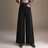 Calça de Veludo Cotelê Wide Leg da Moda para Mulheres 2026 Outono/Inverno Nova Calça de Cintura Alta Reta Solta Emagrecimento Casual Tendência