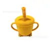 Copo de Silicone com Canudo para Bebê Copo de Aprendizagem para Beber Copo de Água com Tampa à Prova de Poeira e Anti-Queda Copo de Lanche Silicone de Grau Alimentício Ponto de Venda Transfronteiriço