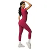 Conjunto deportivo de dos piezas para mujer, pantalones deportivos de tiro alto, ajustados, manga corta, estilo 'scrub' europeo y americano, para yoga