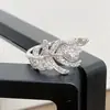 Pluma Hoja Luz EstelarAnillo Abierto de Pluma Hoja Full Diamante Zirconia Transfronterizo Lujo Ligero Anillo de Nicho de Alta Gama para Mujeres