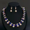 Set de Collar de Perlas y Piedras Preciosas de Joyería de Comercio Exterior Europeo y Americano para Mujer, Cadena Versátil de Lujo Ligero para Suéter, Cadena para Clavícula, Aleación