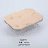 Contenedor de Almacenamiento de Alimentos de Vidrio Engrosado Resistente al Calor con Tapa de Madera de Bambú, Hermético, Apto para Microondas, para Cocinar al Vapor y Cocinar Alimentos, Fiambrera de Vidrio