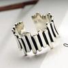 Anillo de Plata Tailandesa Envejecida para Mujer, Creativo, Distintivo, Irregular, Abierto de un Carácter, Anillo de Dedo Asimétrico de Moda, Joyería