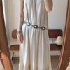 Cinturón de metal estilo bohemio con cadena para la cintura, resistente, tallado en turquesa blanca, sencillo y combinable, para mujer, vestido largo de verano.