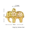 Colgante de Acero Inoxidable Personalizado DIY con Elementos Divertidos de Oso, Elefante y Delfín Incrustados con Circonita