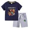 Nova Camiseta Infantil de Verão 2023 Roupa Infantil de Comércio Exterior ins Algodão Coreano Calça Curta Infantil Traje de Duas Peças