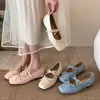 Zapatos Mary Jane dulces estilo coreano para mujer, nuevos de primavera-verano 2026, estilo hada con punta cuadrada francesa, lazo, zapatos de tacón bajo de un solo color.
